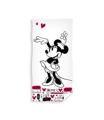 Minnie Mouse - Serviette de plage (Blanc / Blanc / Noir / Noir / Rouge / Rouge) - UTAG409