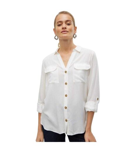 Chemise Manches Roulées Femme Blanc Neige Vero Moda