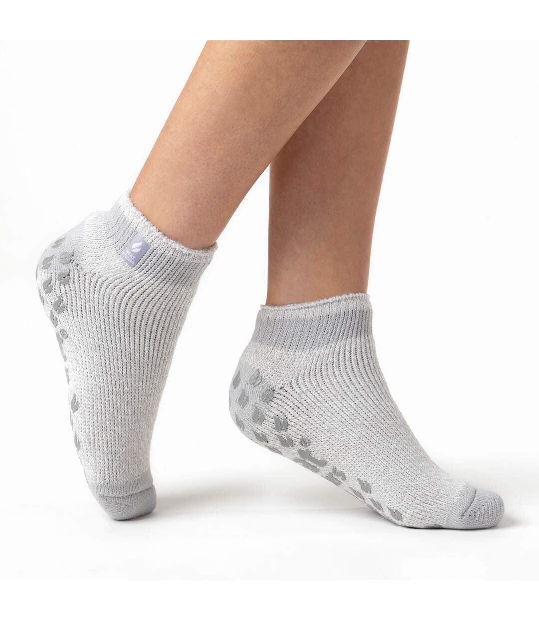 3 Pair Ladies Ankle Slipper Socks | Fleece Low Cut Fluffy Socks with Grippers-5