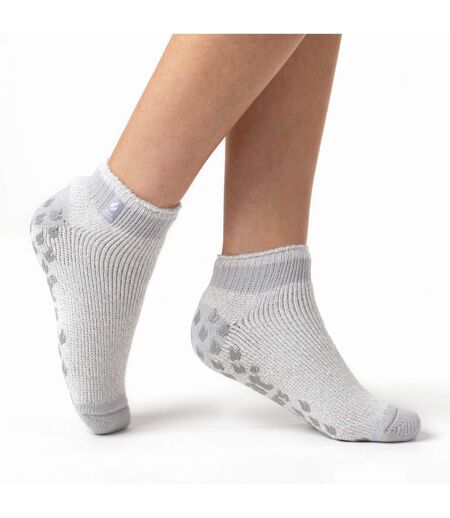 3 Pair Ladies Ankle Slipper Socks | Fleece Low Cut Fluffy Socks with Grippers