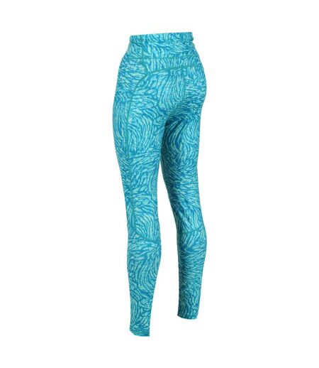 Womens/ladies Holeen Ii Animal Print Leggings Enamel Blue Regatta