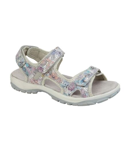 Mod Comfys Womens/Ladies Floral Leather Sports Sandals (Gray) - UTDF2320
