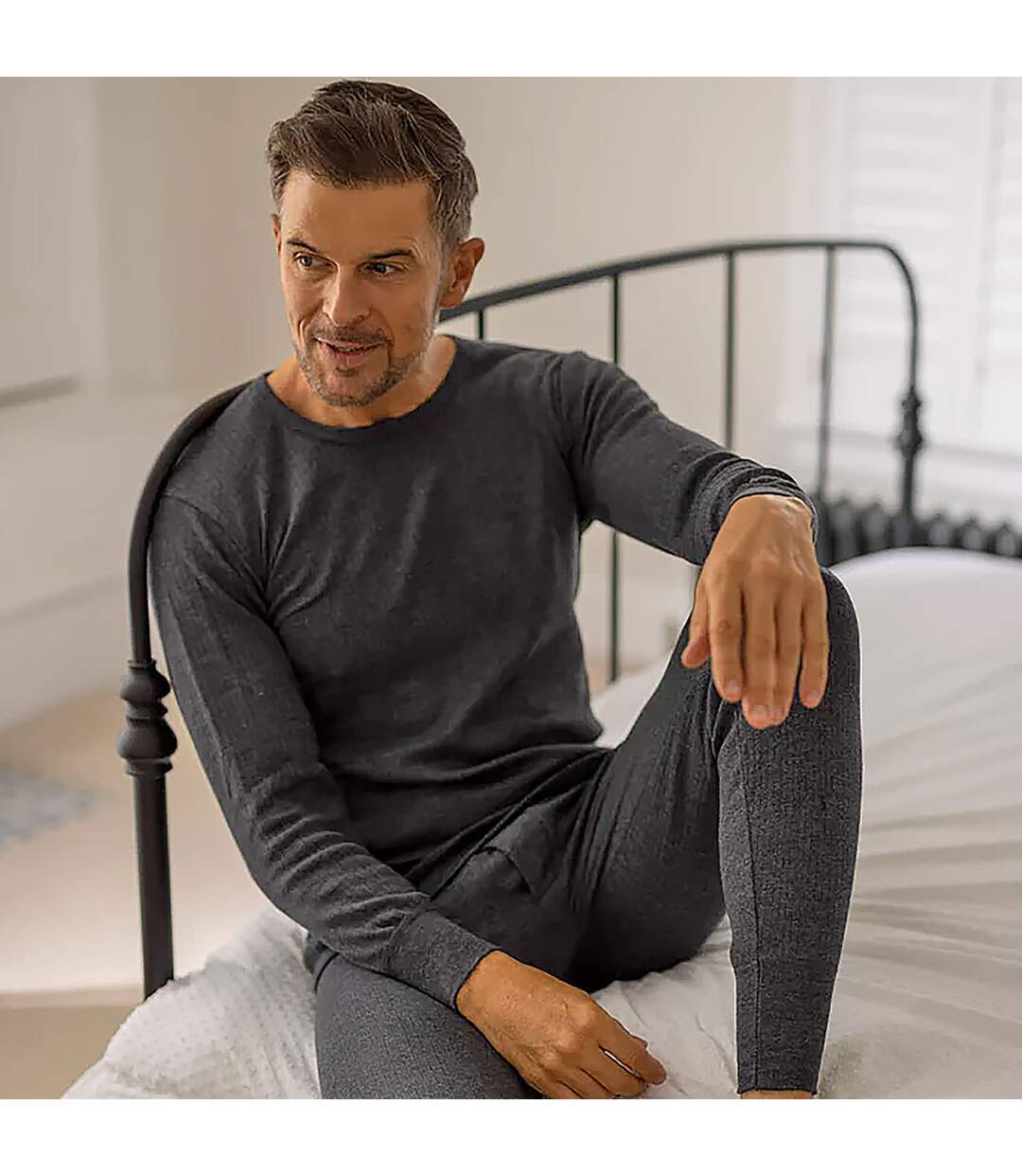 Mens Cotton Thermal Underwear Long Sleeve Top-4