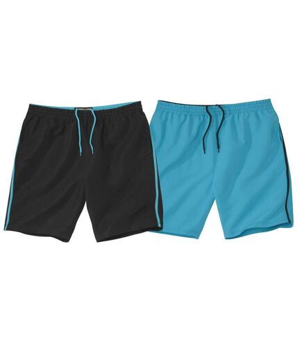 Pack of 2 Men's Microfibre Shorts - Turquoise Black | Atlas For Men