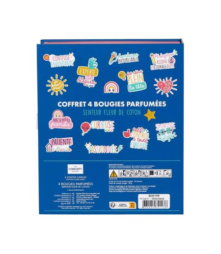 Coffret 4 Bougies Parfumées Merci 18cm Fleur de Coton