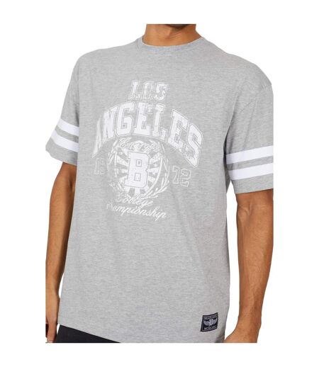 Mens Crew Neck Relaxed Fit T-shirt Light Grey Marl Brave Soul