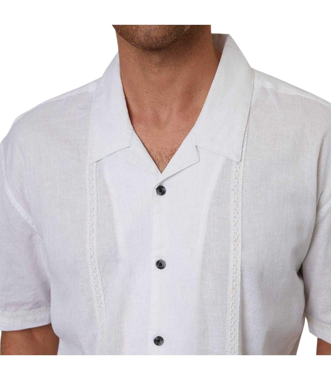 Chemise De Bowling Manches Courtes Motif/style Brodé Homme Blanc Threadbare-4