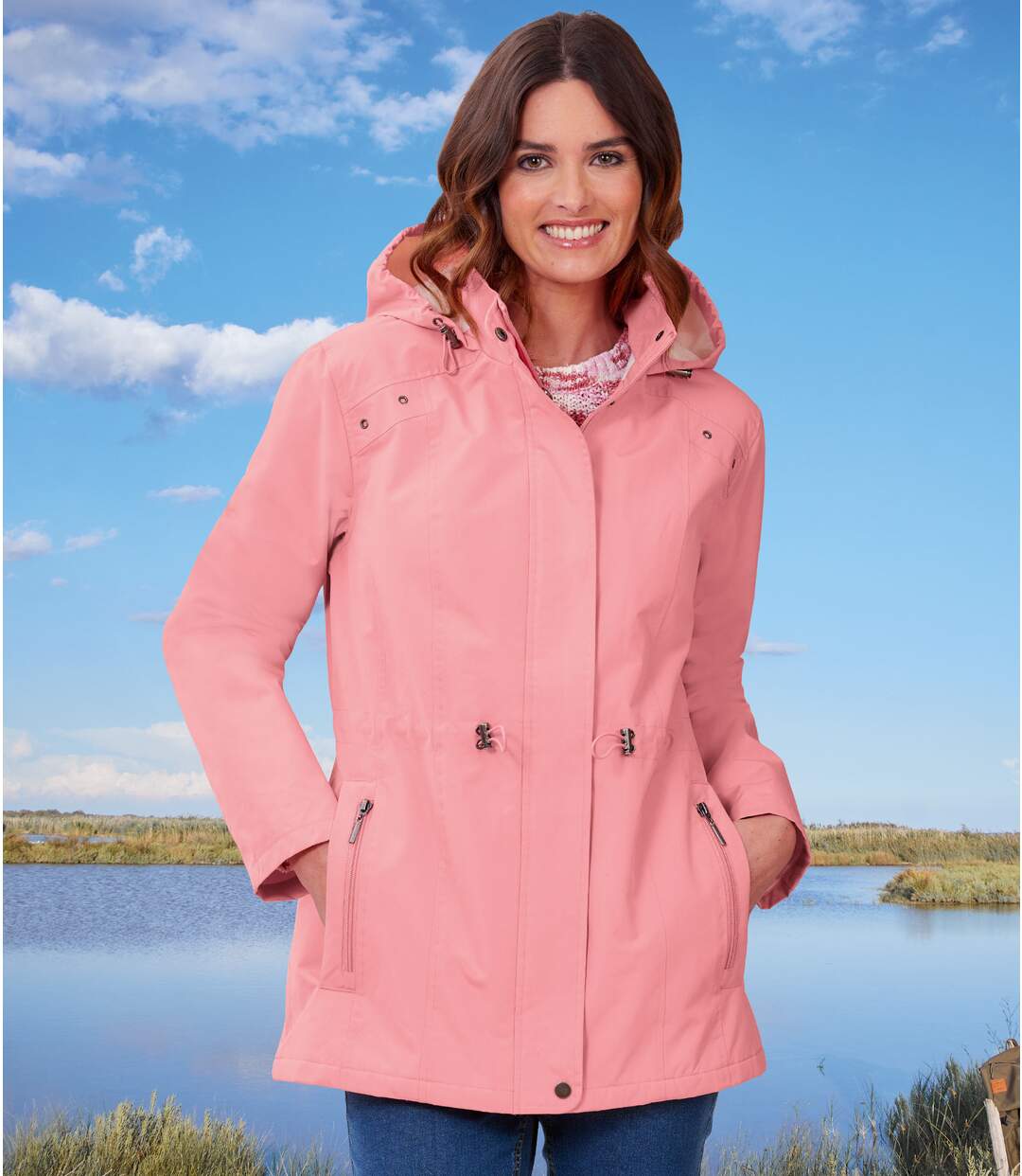 Pink parka womens hotsell