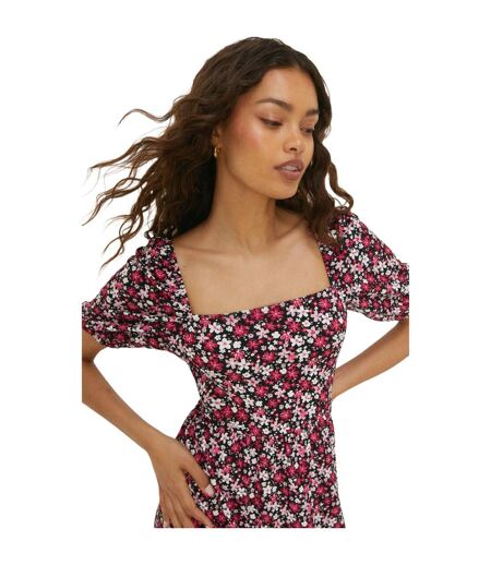 Womens/ladies Ditsy Print Tiered Petite Midi Dress Pink Dorothy Perkins
