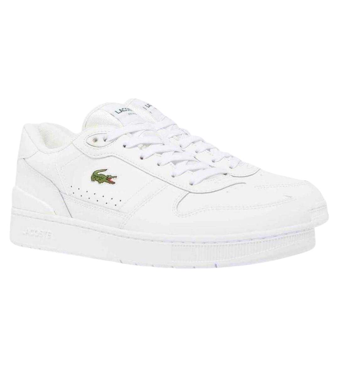 Mens T-clip Leather Flat Trainers White Lacoste-3