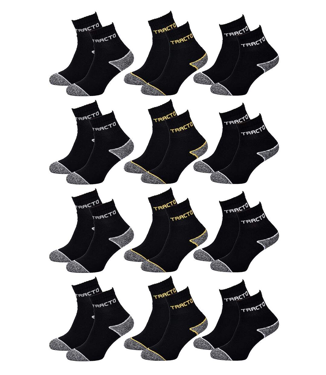 Chaussettes de Travail TRACTO pour Homme Résistance et Qualité Pro Pack de 12 Paires 2204 QUARTER