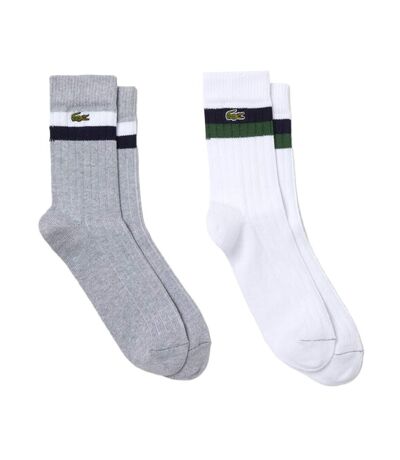 x2 Paires de Chaussettes Gris/Blanc Homme Lacoste RA4241 - 39/42