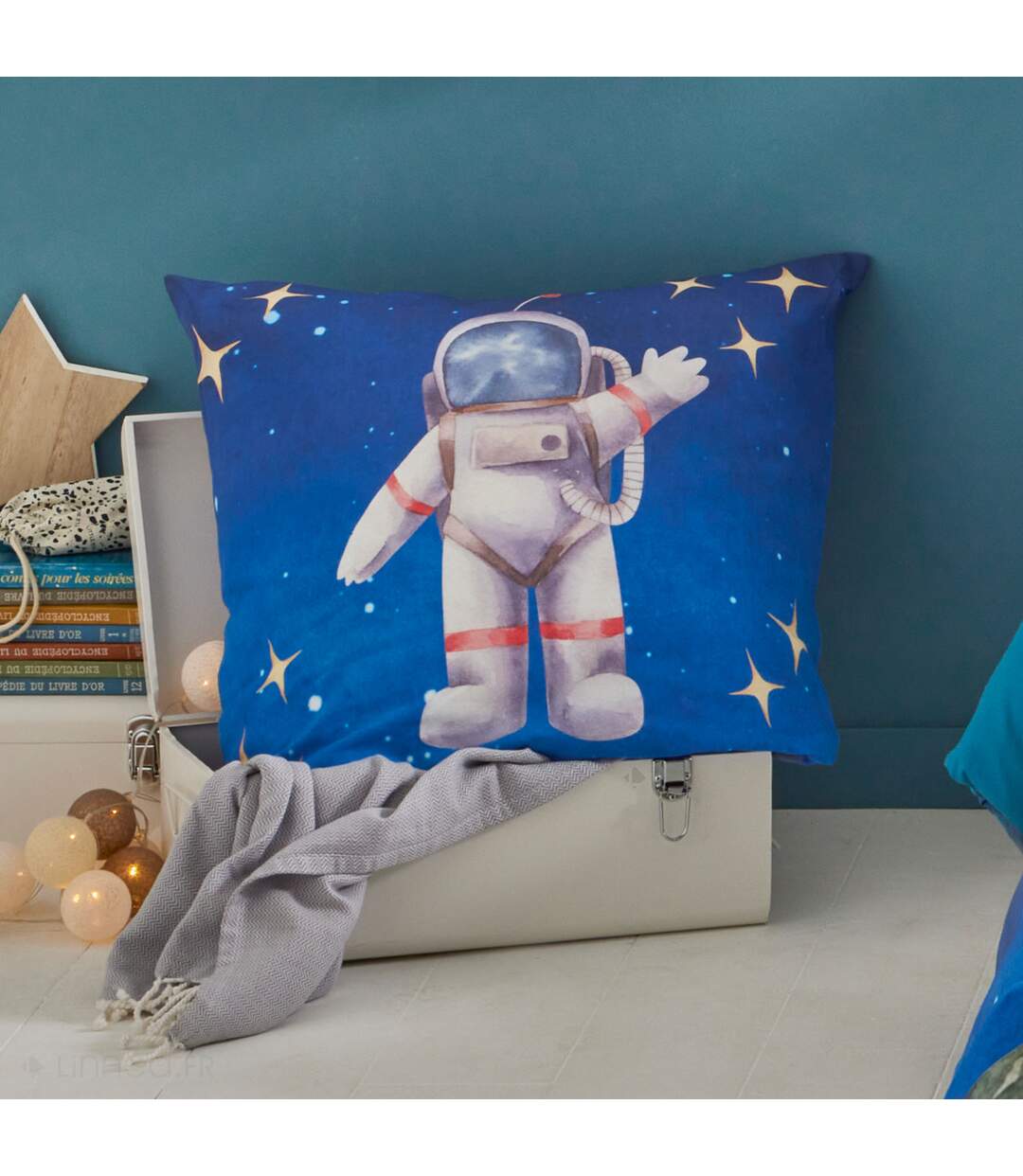 Housse de couette en percale de coton THOMAS bleu-5