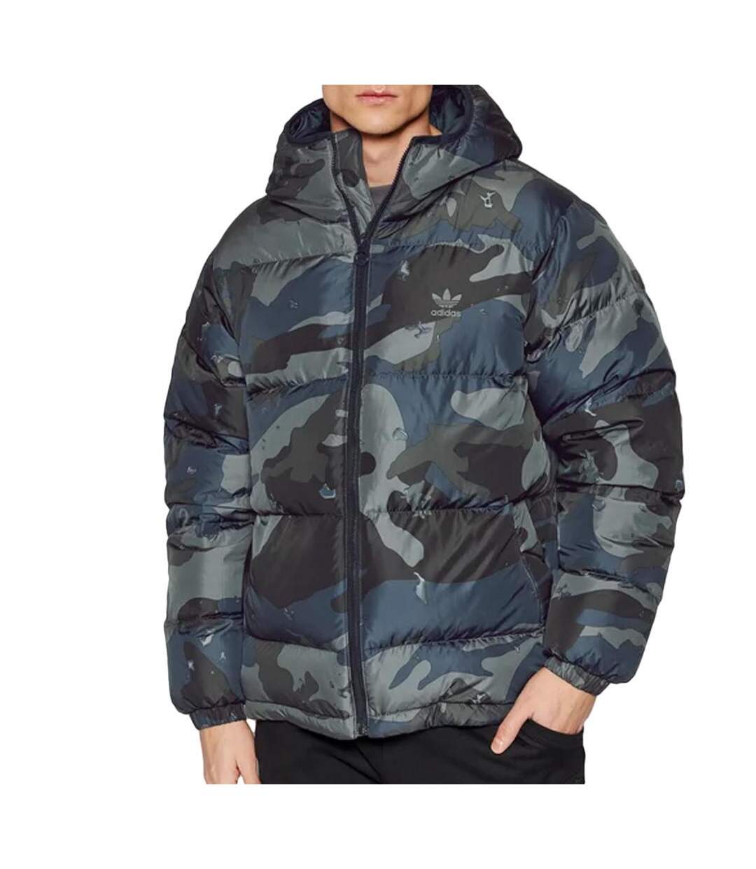 Doudoune Camouflage Noir/Marine Homme Adidas Camo H13566 - M-1