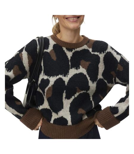 Pull noir/marron femme vero moda leonie