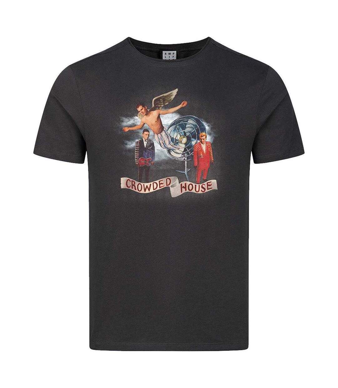 Unisex Adult Crowded House Fan Banner T-shirt Charcoal Amplified-1