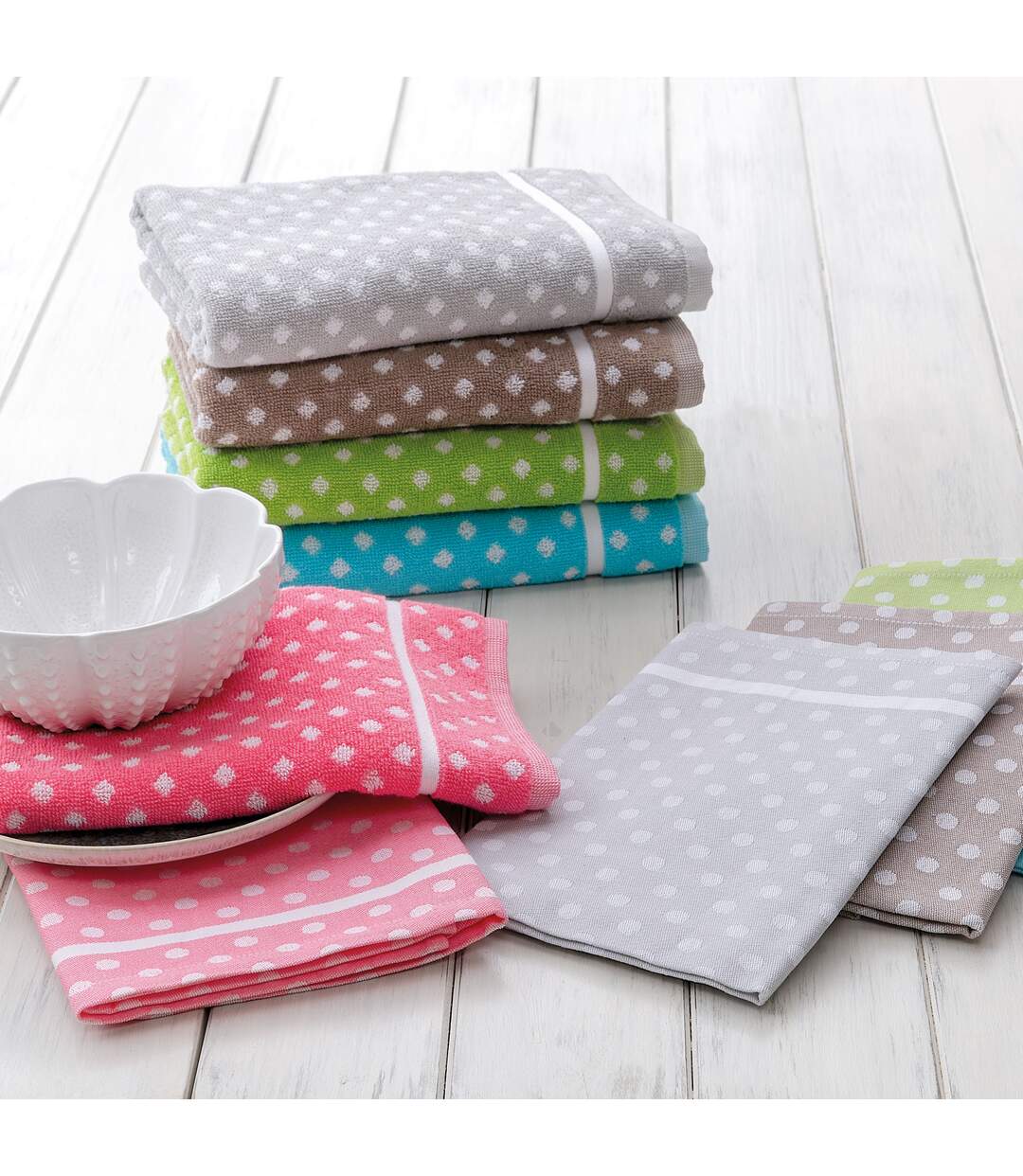 Lot de 2 torchons cuisine toile DOTS-2