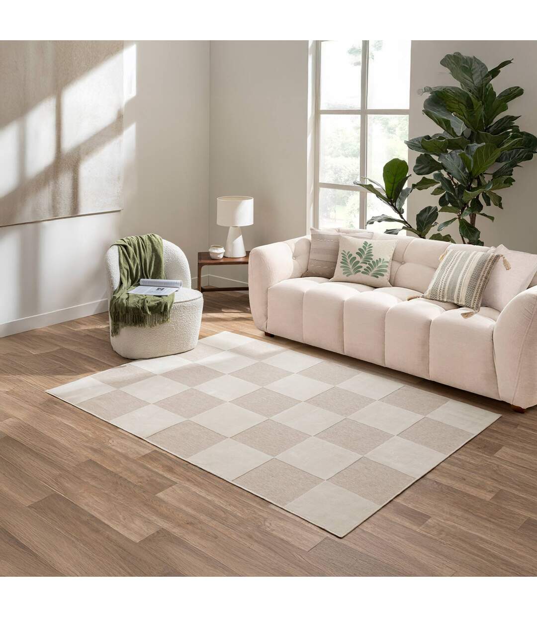 Tapis Damier en Relief Toledo 140x200cm Naturel-5