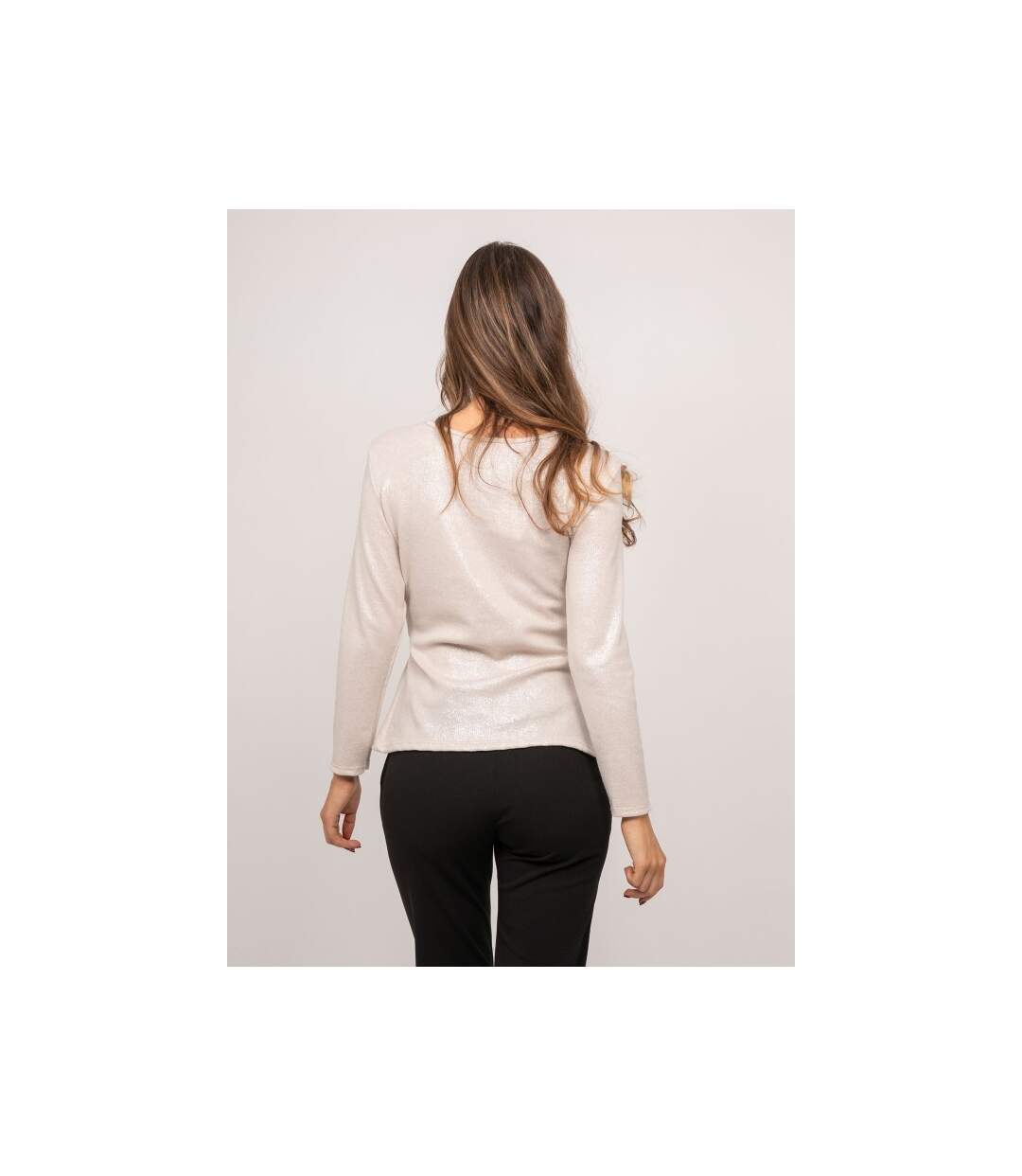 Top brillant manches longues drapé FLARINE - Dona X Lisa-2