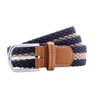 Ceinture stretch tressée à rayures - bicolore - AQ901 - marine - beige