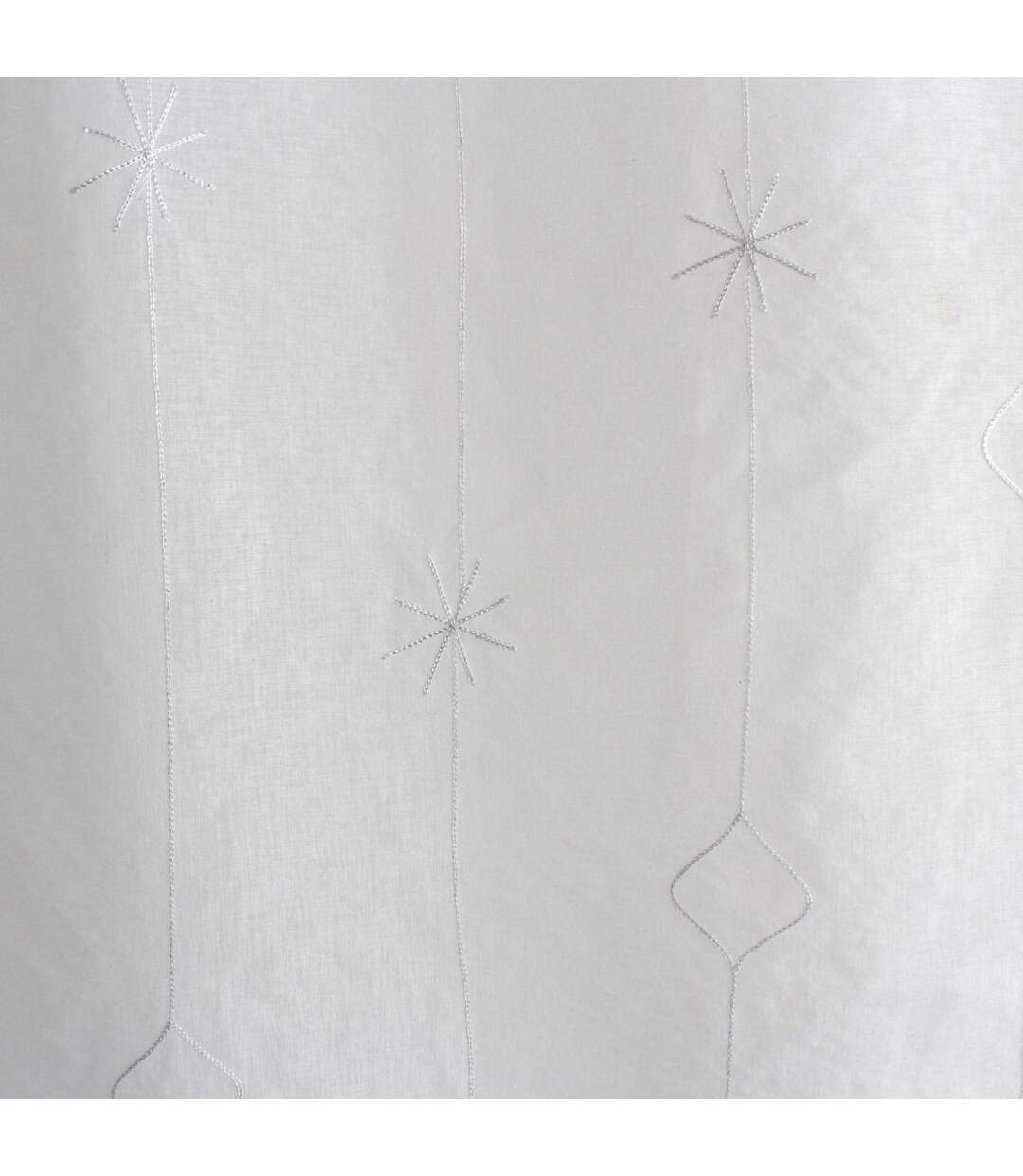 Rideau Voilage Brodé Noël 140x240cm Blanc & Argent-4