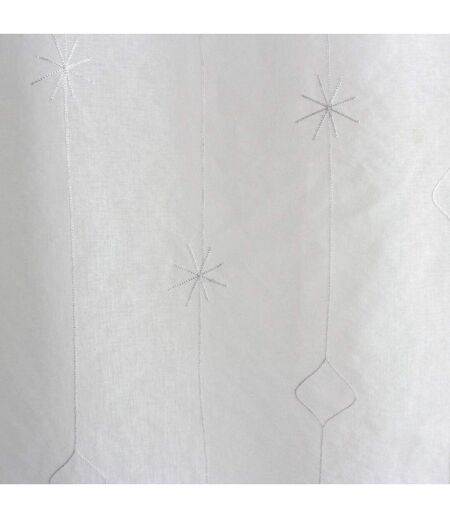 Rideau Voilage Brodé Noël 140x240cm Blanc & Argent