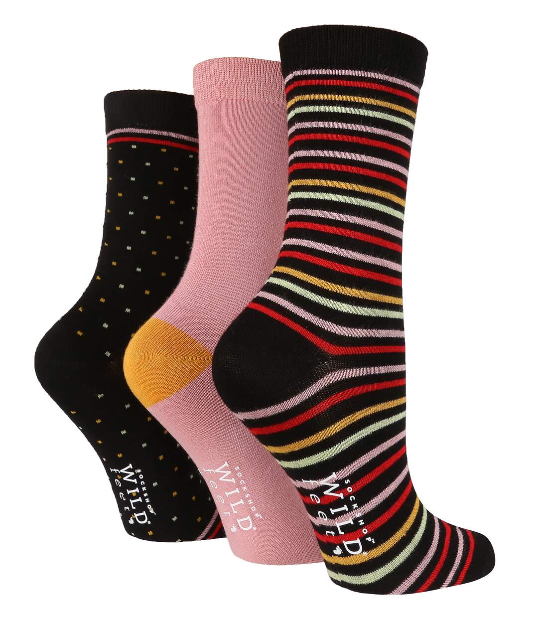 Wild Feet - 3 Pk Ladies Bamboo Socks | Striped-1