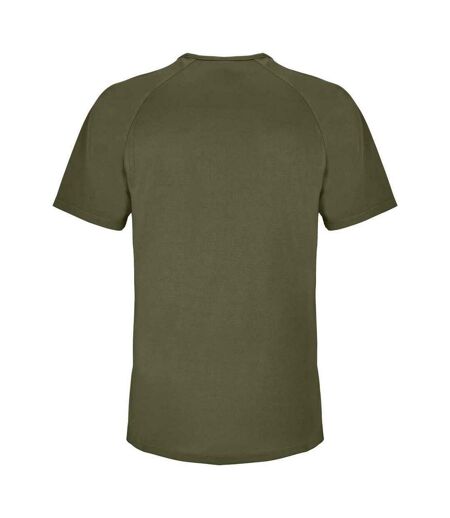 Mens sporty short sleeve performance t-shirt army SOLS