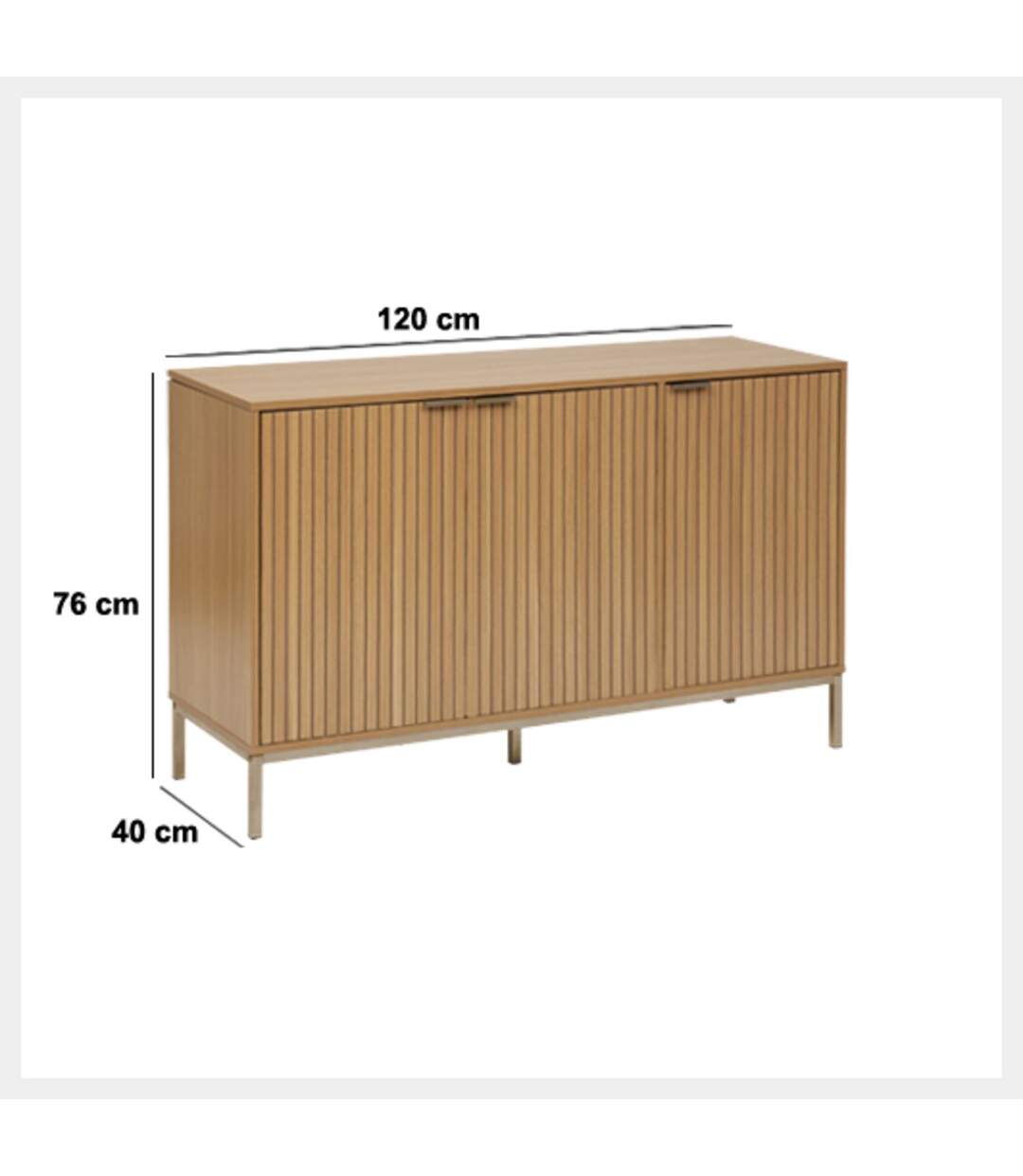 Buffet bas 3 portes en bois TASSO - Beige-3