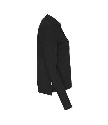 Womens/ladies pique long-sleeved polo shirt black Cottover