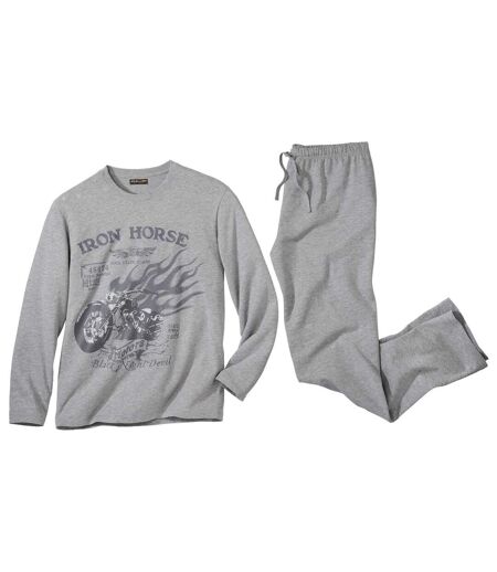 Men's Grey Biker Print Pyjamas