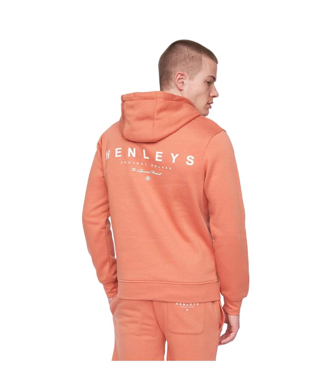 Sweat à capuche metafone homme rouge orangé Henleys-2