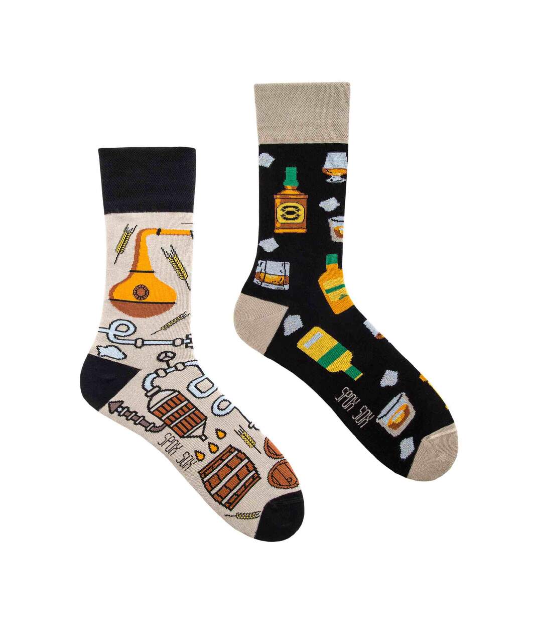 1 Pack Unisex Mismatched Novelty Odd Socks - Whisky-1