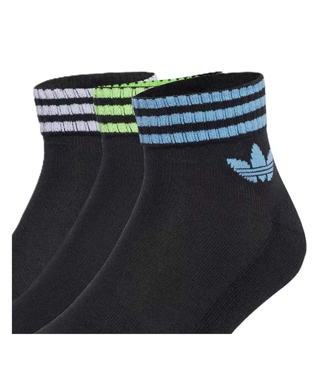 x3 paires de chaussettes noires homme adidas 3 stripes ankle-2