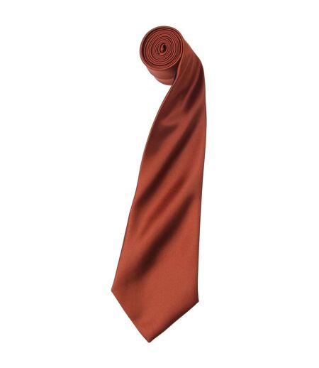 Premier Mens Plain Satin Tie (Narrow Blade) (Chestnut) (One Size)