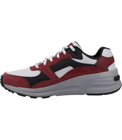 Skechers Mens Global Jogger Suede Shoes (Burgundy/Gray/White) - UTFS8603