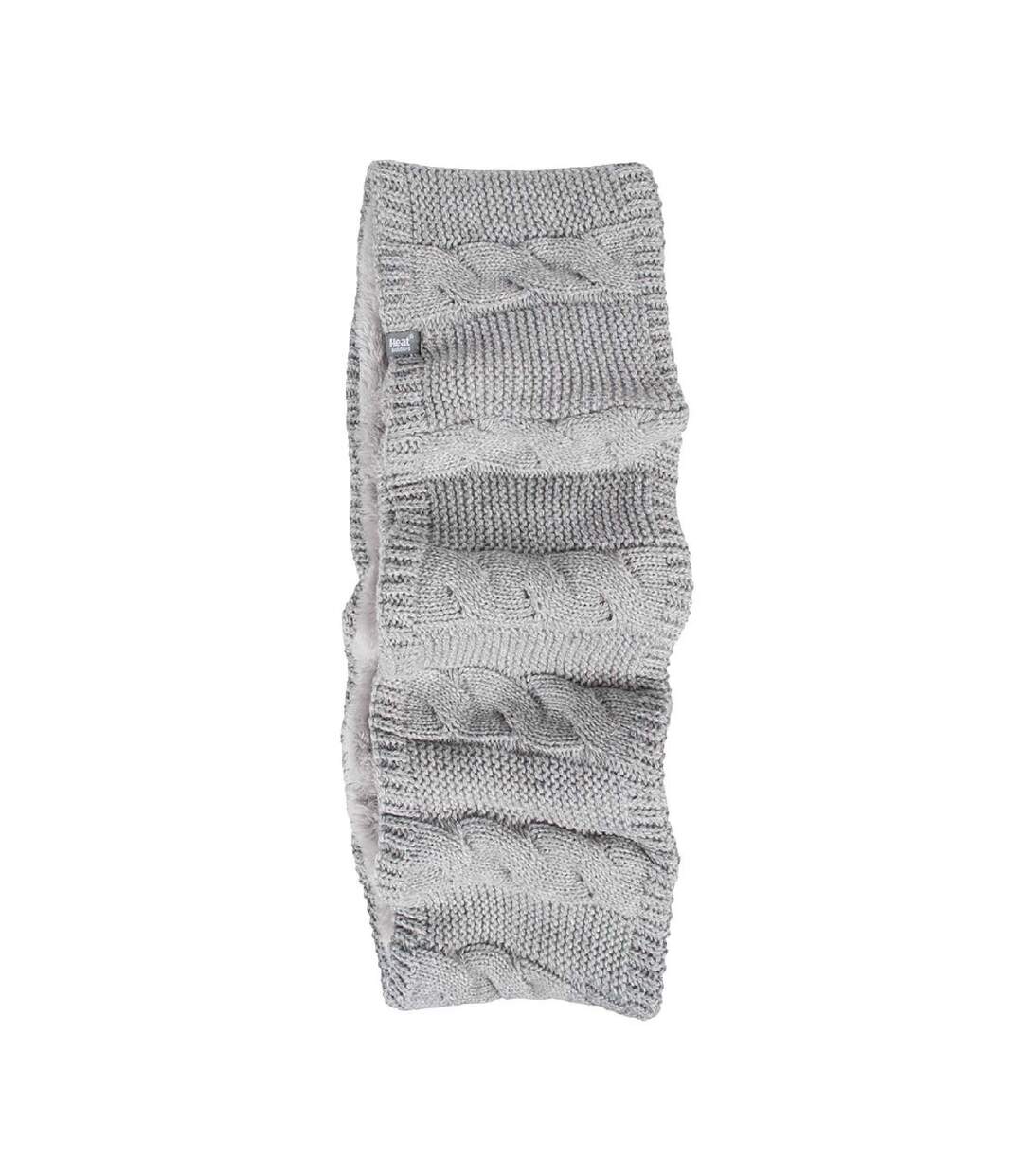 Ladies Winter Fleece Lined Cable Knit Thermal Snood Infinity Scarf-1