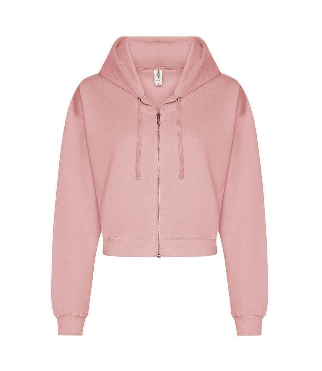 Womens/ladies cropped hoodie dusty pink Awdis