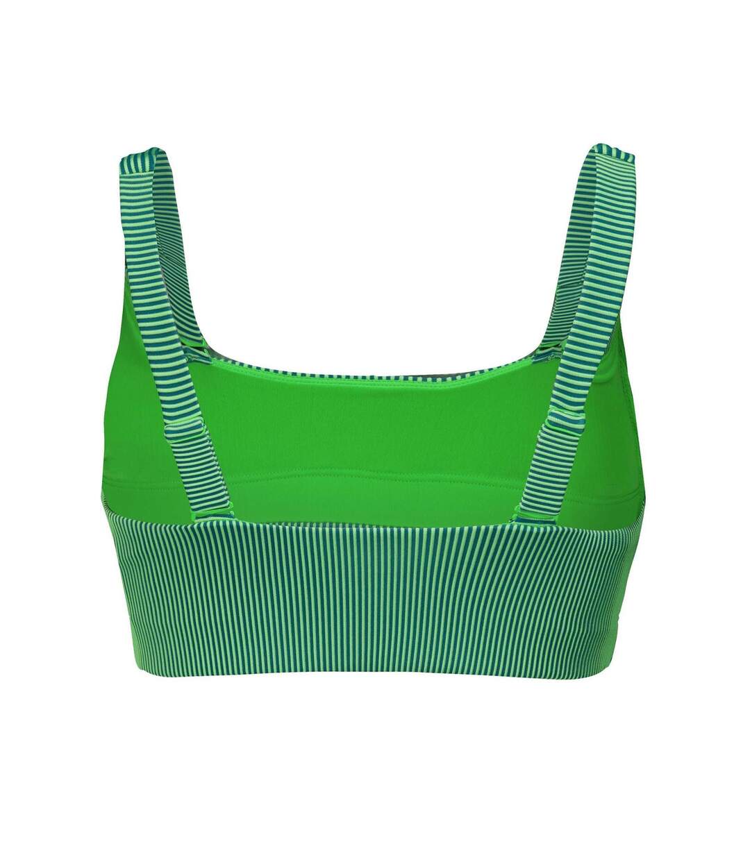 Womens/ladies Stripe Scoop Neck Bikini Top Green Puma-2