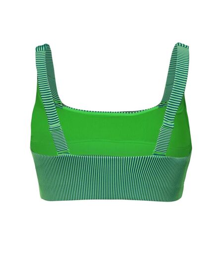 Womens/ladies Stripe Scoop Neck Bikini Top Green Puma