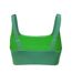 Womens/ladies Stripe Scoop Neck Bikini Top Green Puma-2