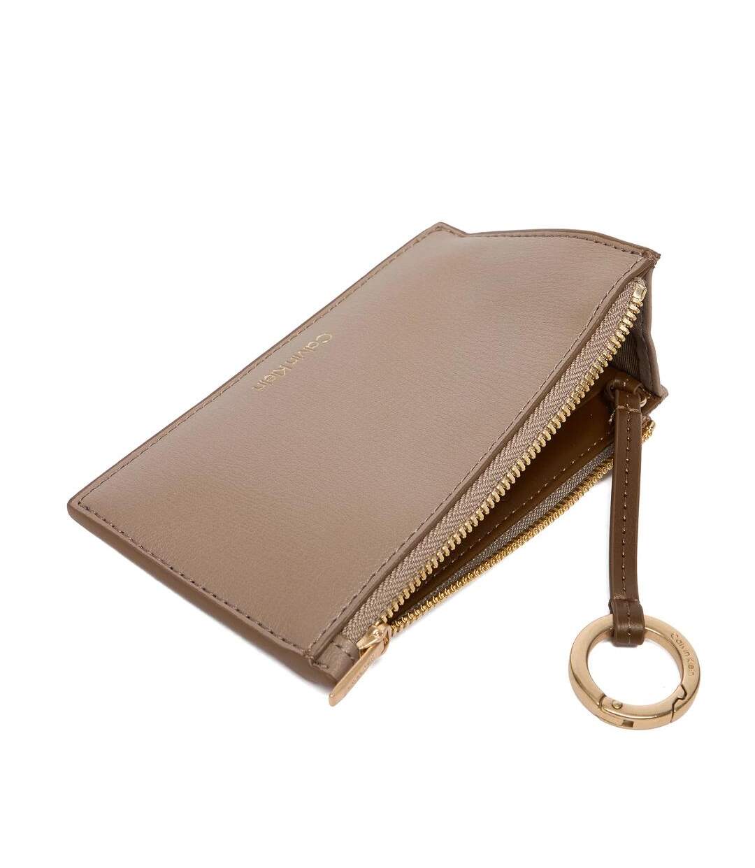 Portefeuille beige femme calvin klein jeans foil top zip-2