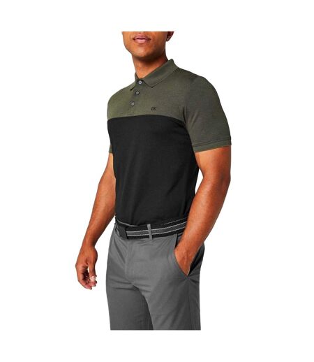 Mens Colour Block Golf Polo Shirt Olive Grey Black Calvin Klein