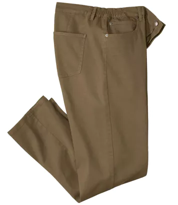Pantalon Regular à Taille Semi-Élastiquée