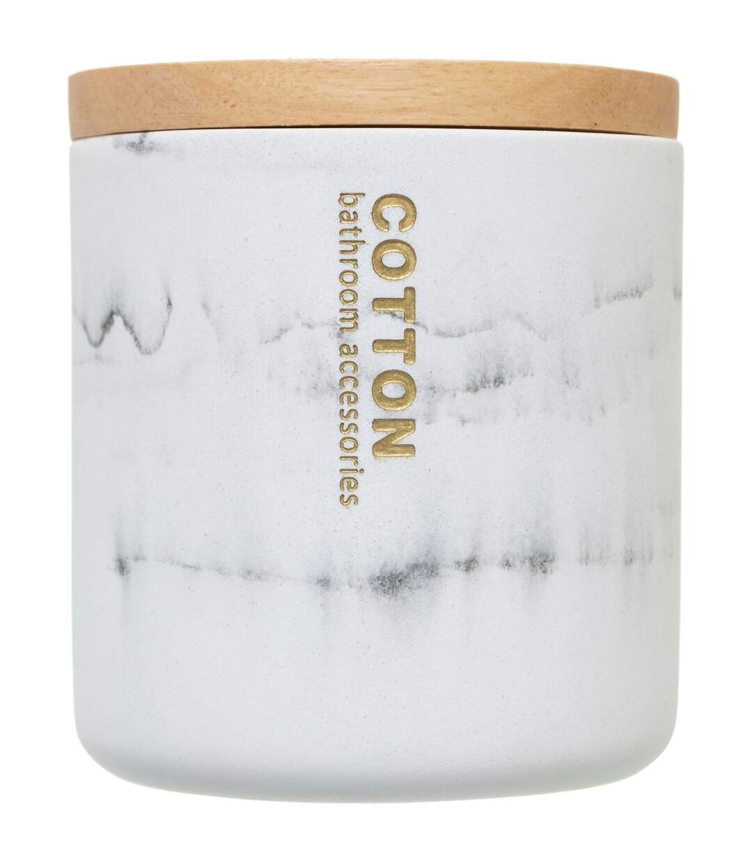 Pot à coton design marbre Lea - Blanc-3