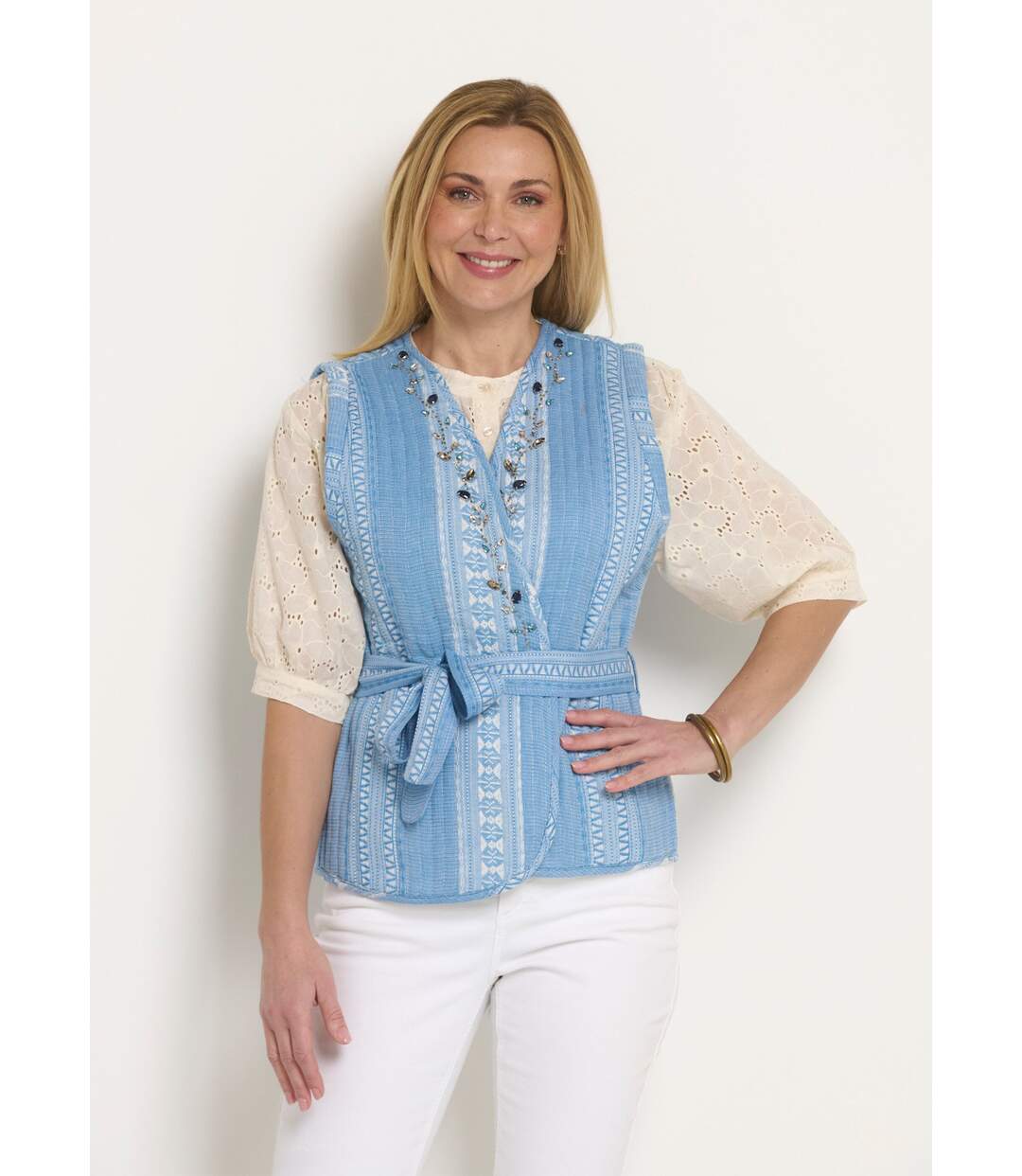 Veste matelassée sans manches détails strass-1