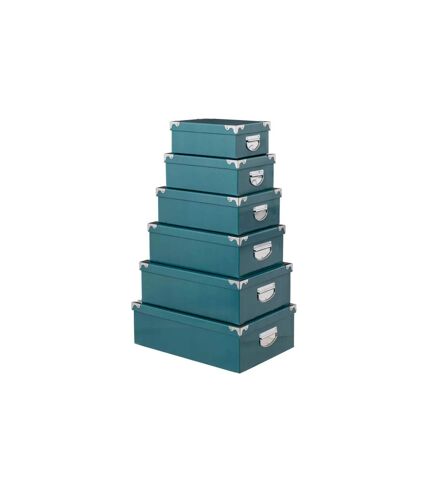 Set de 6 Boîtes de Rangement Uni 48cm Bleu Pétrole