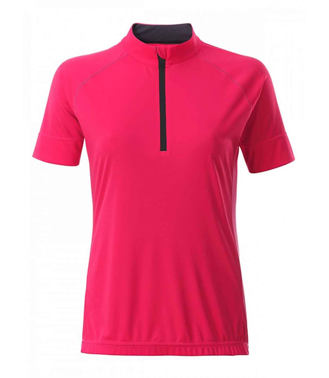 maillot cycliste demi zip - FEMME - JN513 - rose vif-2