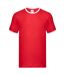 Mens Ringer Contrast T-shirt Red White Fruit Of The Loom-1