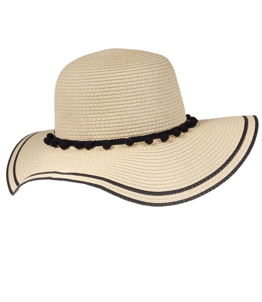 Isotoner Chapeau femme pompomps noirs-2